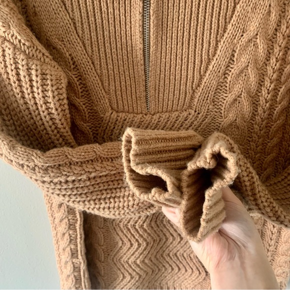 CABLE KNIT ZIP NECK JUMPER - Picture 7 of 10
